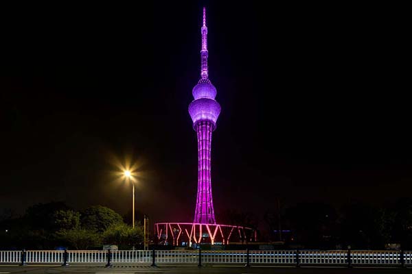 琴湖明珠 祥雲之上 | 江蘇常熟電視塔夜景亮化StrongLED大峽谷案例欣賞